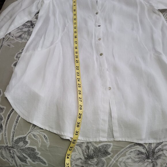 Sigrid Olsen Oversize White Linen Button-up Blouse Tunic Medium EUC - Picture 5 of 7